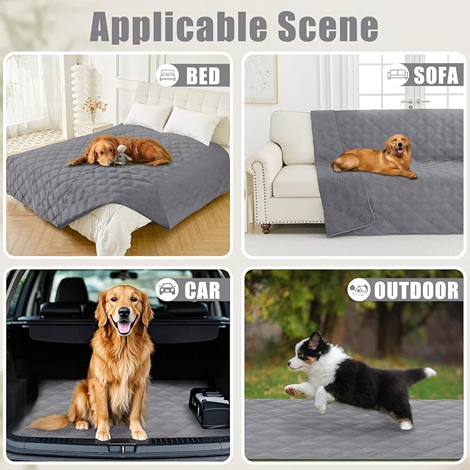 Smiry Waterproof Dog Bed Cover Blanket 30x53, Soft Reversible Pet Blanket, Washable Leakproof Cats Dogs Couch Cover for Sofa, Couch, Furniture, Lattice, Grey/Grey