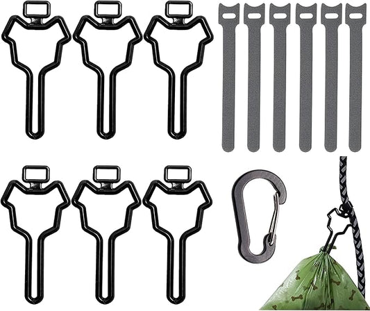 Dog Poop Bag Holder, Waste Bag Holder, Dog Poop Bag Carrier, Hand Free Holder (6 pack, Black)