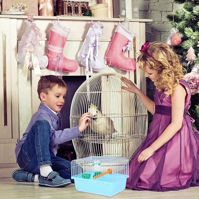 balacoo Portable Bird Cage with Waterer Food Box Spacious Travel Carrier for Cockatiels Metal Construction Easy Outdoor Adventures