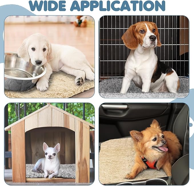 6 Pack Self Warming Cat Pads 19 x 28 Inch Self Heating Dog Cat Mats Extra Warm Thermal Pet Bed Washable Pet Crate Mat Blanket Removable Cover Non Slip for Indoor Outdoor (Grey Beige)