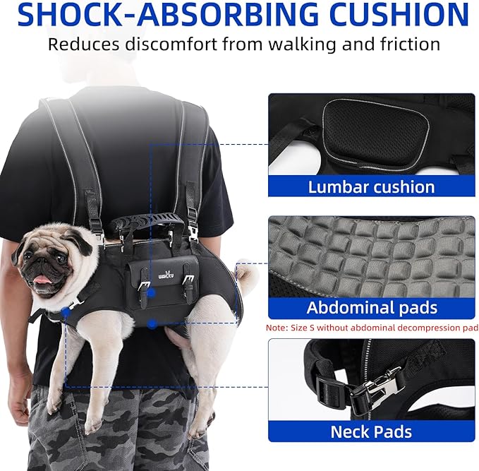 Dog Backpack Carrier for Dogs,Dog Lift Harness,Adjustable Padded Breathable Straps for Dogs, Disabled, Joint Injuries, Arthritis,L