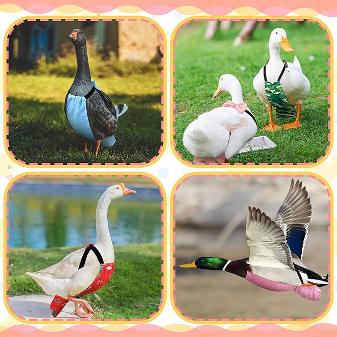 6 Pcs Chicken Diapers for Hens Rooster Ducks Reusable Washable Duck Diapers with Bow Tie for Ducklings Hens Goose Poultry Adjustable Clothes for Hen Rooster Chicken(Cute,L)