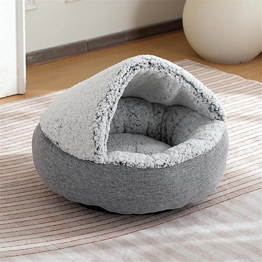 Nest Bed - Lapcatz Cat Beds for Indoor Cats, Fluffy Cat Bed Cave Plush Warm Nest for Cats (Flannel,S 16"x16")
