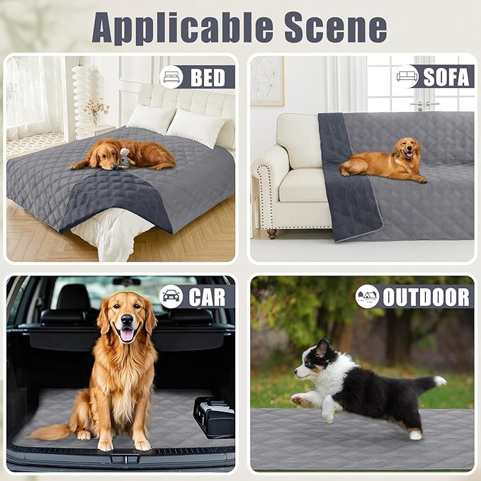 Smiry Waterproof Dog Bed Cover Blanket 40x90, Soft Reversible Pet Blanket, Washable Leakproof Cats Dogs Couch Cover for Sofa, Couch, Furniture, Lattice, Grey/Dark Grey