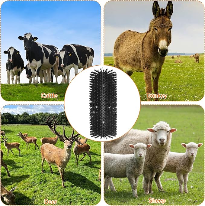 Livestock Scratching Brush Goat Scratcher Brush Full Massage Grooming Tool with 8 Screws for Cow,Cattle,Cow,Sheep, Horses,Pigs