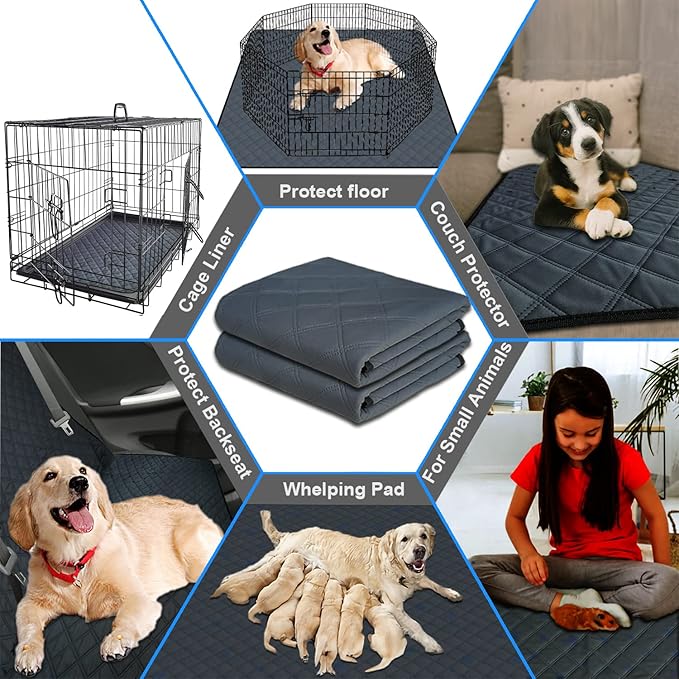 RIOUSSI Washable Pee Pads for Dogs, Reusable, Absorbent, Leakproof, Non Slip Pet Puppy Pads for Potty Training. Dark Gray, 20x28 Inch(6pack)