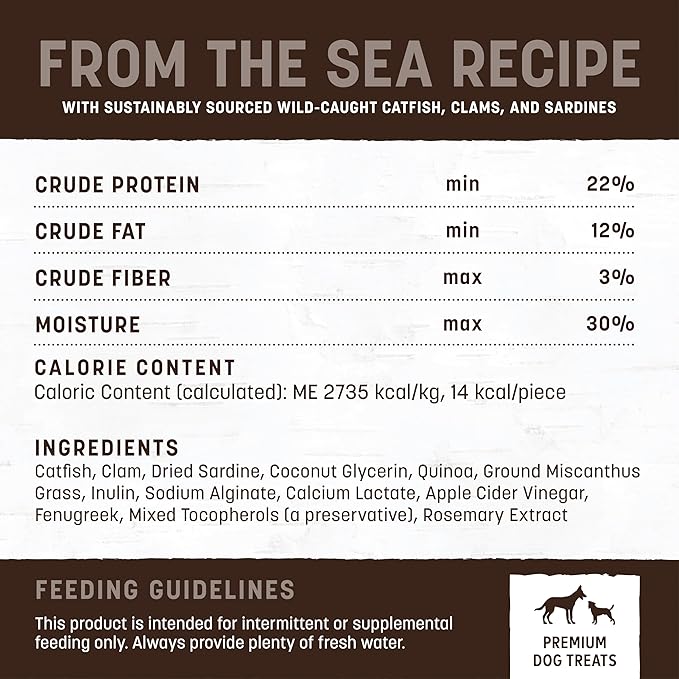 Earth Animal Wisdom Air Dried Jerky - from The Sea Recipe Premium Natural Fish Jerky Strips Dog Treats - 3 Pack 4 oz Bag