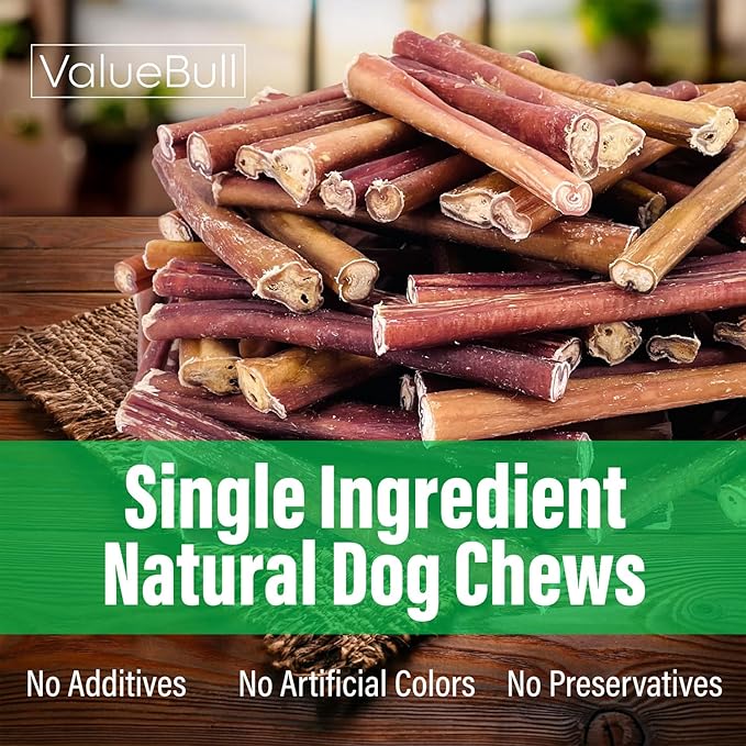 ValueBull Bully Sticks for Small Dogs, Extra Thin 6 Inch, 200 Count Bulk Pack - All Natural, Grass Fed, Single Ingredient, Long Lasting Dog Treats