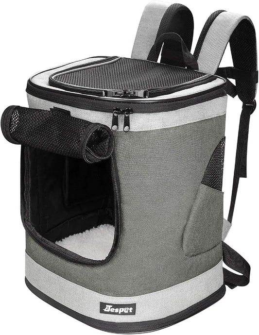 JESPET & GOOPAWS Pet Backpack Carrier for Small Dog, Puppy, Soft Carrier Backpack Ideal for Traveling, Hiking, Walking and Outdoor Activities with Family (Smoke Grey)