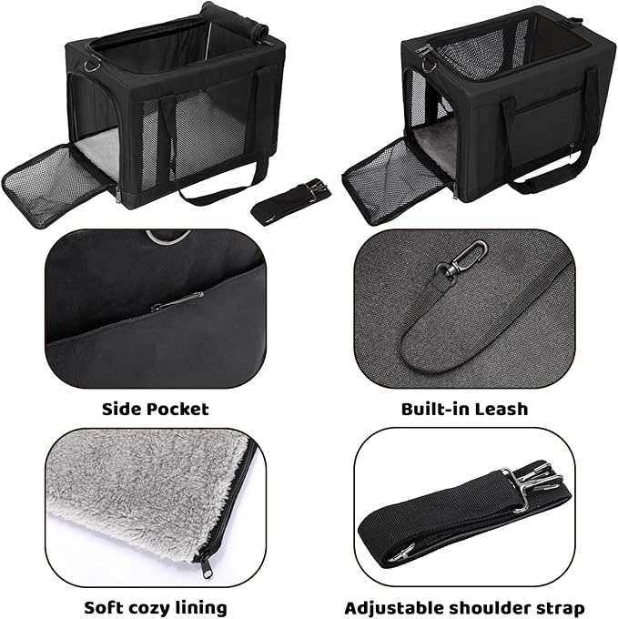 Soft Side Pet Carrier Bag with Shoulder Strap, Breathable Collapsible Mesh Cat Carrier for Cats and Dogs, TSA Airline Approved Travel Pet Carriers