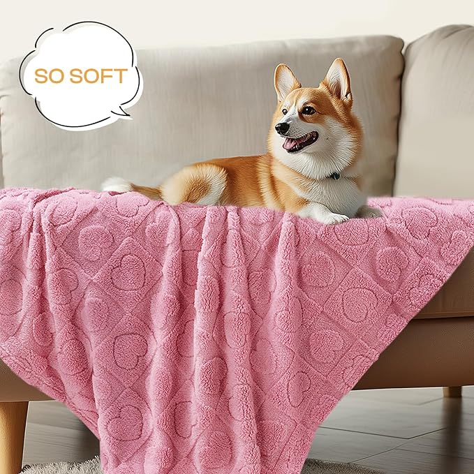 Luciphia 1 Pack 2 Small Dog Blanket Washable Pet Bed Cover Soft Fluffy Puppy Blanket with Premium Fleece 300GSM Cozy Calming Cat Blankets for Indoor Cats Pink 57x40 inch