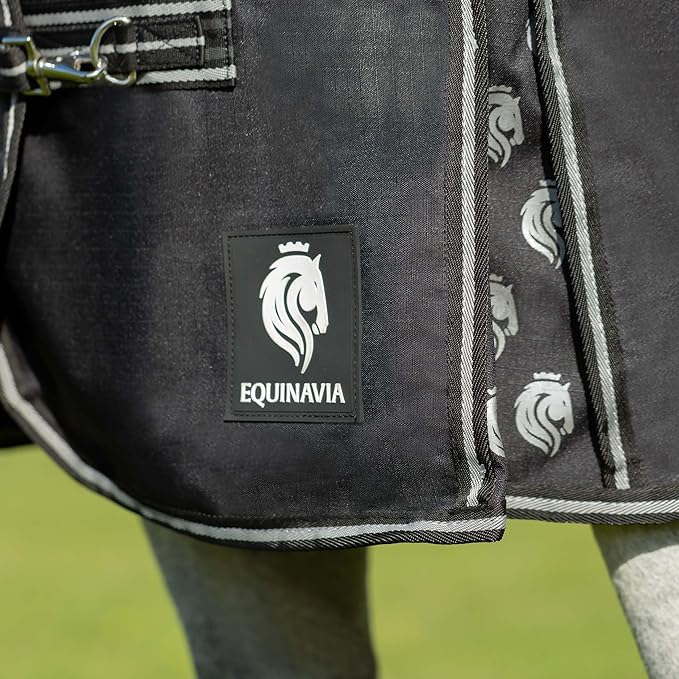Equinavia Norse No Fill Horse Rain Blanket (0g) | Waterproof Lightweight Turnout Sheet - Black - 66 in - Black - 75 in