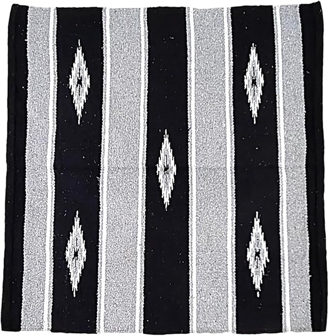 Majestic Ally 36"x 34" Navajo Design Acrylic Saddle Blanket -2.4 lbs (Gray and Black)