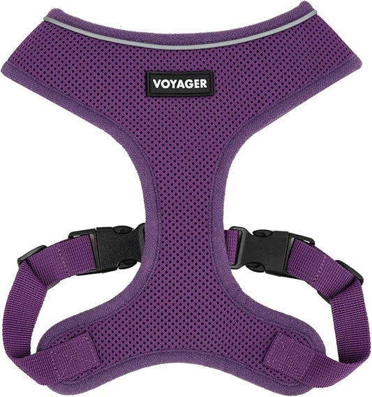 Best Pet Supplies Voyager Mesh Dog Breathable Harness Reflective Stitching, All Weather Adjustable for Walking Training, or Running - Heavy Duty & Durable, 220 Style (Purple), M