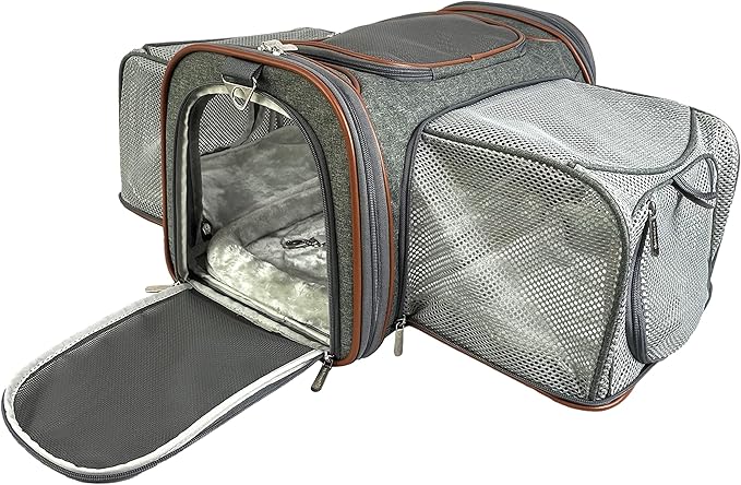 Mr. Peanut's Big Apple XL Double Expandable Pet Carrier (Platinum Gray)