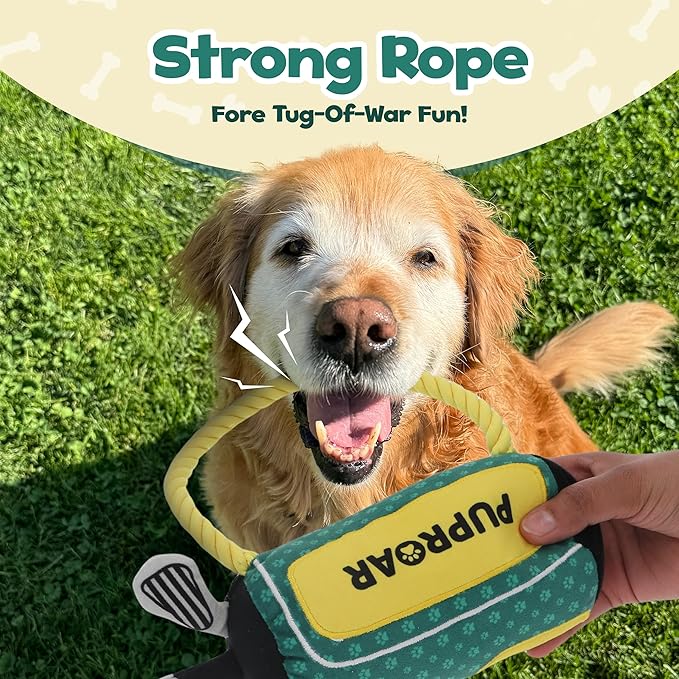 Golf Dog Toy – Funny Dog Christmas & Birthday Gift with Squeaker Rope & Crinkle, Fun & Interactive Puppy Present & Stocking Stuffer