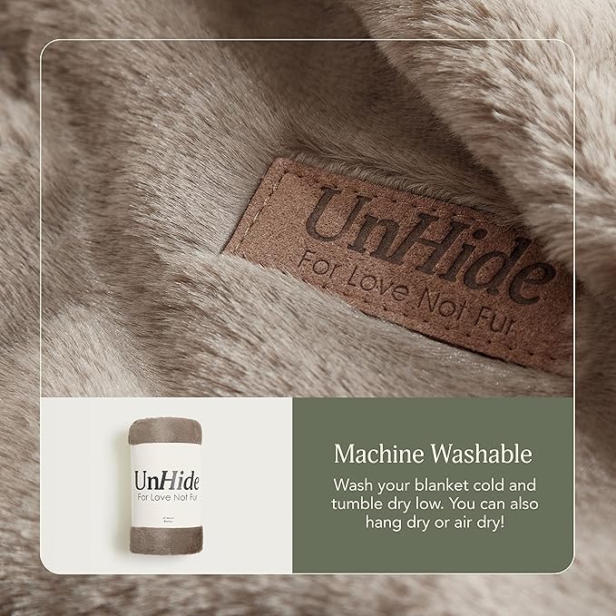 UnHide Lil’ Marsh - Faux Fur Blanket - Durable, Lightweight, Extra Soft Blanket - Machine Washable - Add a Layer of Softness to Any Bed, Couch, or Reading Chair - Taupe Ducky, X-Small (34” x 44”)