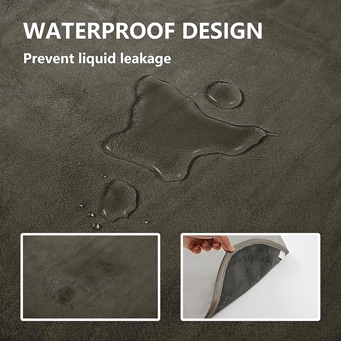 Waterproof Blanket for Bed Protection, Washable Dog Blankets for Couch, Soft Reversible Pet Throw Furniture Protector Cover for Sofa-82"x108",Light Brown+Dark Brown