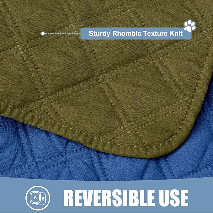 Smiry Waterproof Dog Bed Cover Pet Blanket, Soft Washable Dog Blanket for Furniture Bed Couch Sofa Reversible, Checkered (30"x80", Green/Navy)
