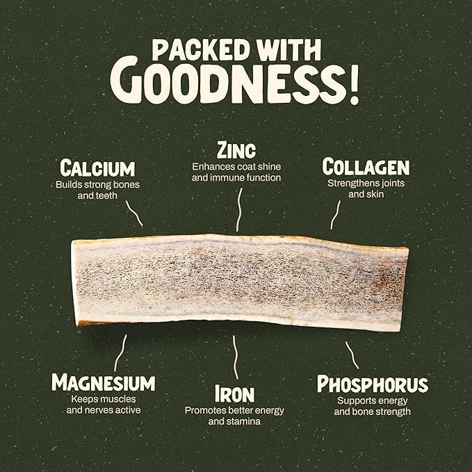 Heartland Elk Antlers for Dogs - Daily Dental Chews for Medium Aggressive Chewers to Promote Healthy Teeth & Prevent Destructive Behavior (Split Elk, 5-6", 1-Pack, Grade A, Odor-Free, USA Made)