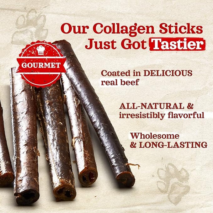 Natural Farm Bully Coated Gourmet Collagen Sticks (12 Inch, 3 Pack), Real Bully Beef Coated, 95% Natural Collagen Dog Chews, Supports Healthy Joints, Skin & Coat - Best for Small & Medium Dogs