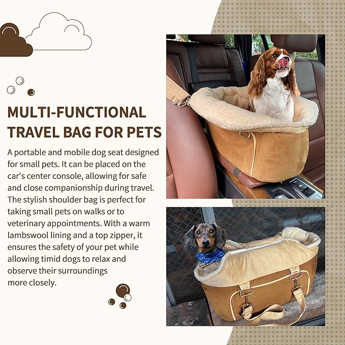 Johnear Puppy Dog Booster Seat for Small Dogs up to 28 lbs - 3 in 1 Portable Pet Handbag Sofa - Car Travel & Winter Warm Carrier with Safety Belt