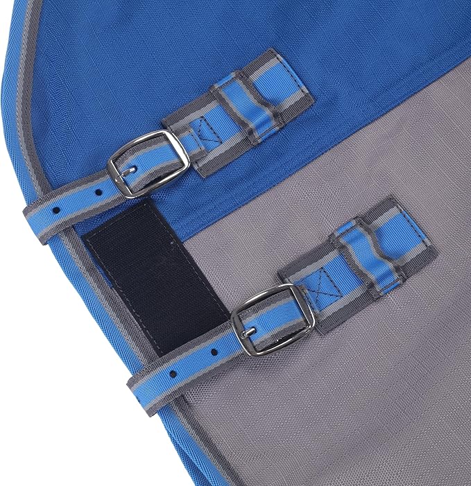 LEAFOREST 1200D Horse Blanket Turnout Rain Sheet Waterproof Breathable Wind Proof Medium Weight Blankets (No Fill) Mid Sheet in The Barn, Stable, Stall, Pasture, Paddock Bluegrey 84 inches