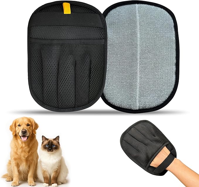 Greenwyn Pet Hair Removal Glove – Upgraded 5 Finger Reusable Electrostatic Grooming Tool for Dogs & Cats, Removes Hair, Lint & Debris from Carpet, Couch, Car Seat & Clothing (1 Piece)