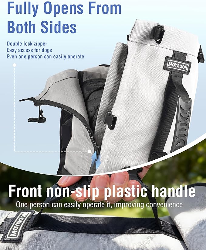 Dog Backpack for Small & Medium Dogs - Adjustable Pet Carrier for Travel & Hiking, Hands-Free Puppy Backpack with Storage Pockets, Breathable Mesh, Reflective Strips & Non-Slip Handle