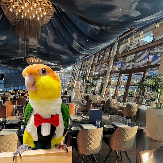 Bird Diapers Bird Harness Tuxedo Flight Suits with 80in Flying Leash Parrot Nappy with Waterproof Inner Layer Urine Wet Suite for Cockatiel Conure Parakeet Macaw Budgie-Black,XL