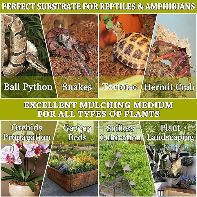 ZeeDix 6PCS Coconut Husk for Reptiles, Organic Coconut Chips Substrate Coco Husk Snake Bedding, Coco Coir Chips Reptile Substrate for Ball Python, Tortoises, Geckos, Lizards, Hermit Crab, Lizard
