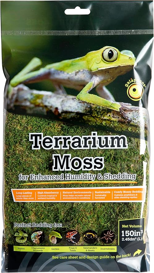 Galapagos (05241) Sheet Moss for Reptile & Amphibian Terrariums, 150 cu. in.