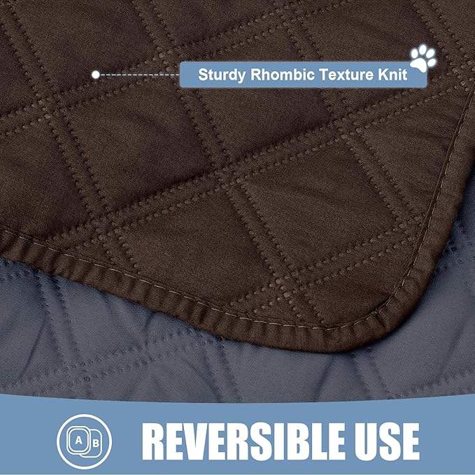 Smiry Waterproof Dog Bed Cover Pet Blanket, Soft Washable Dog Blanket for Furniture Bed Couch Sofa Reversible, Checkered (52"x82", Chocolate/Dark Grey)