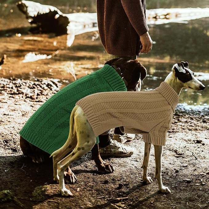 Queenmore XL Dog Sweater,Christmas Dog Sweaters for Extra Large Dogs Girl Boy,Warm Soft Fall Doggy Pullover Clothes,Turtleneck Knitted Pet Winter Apparel for Golden Retriever,Labrador(Camel,XL)