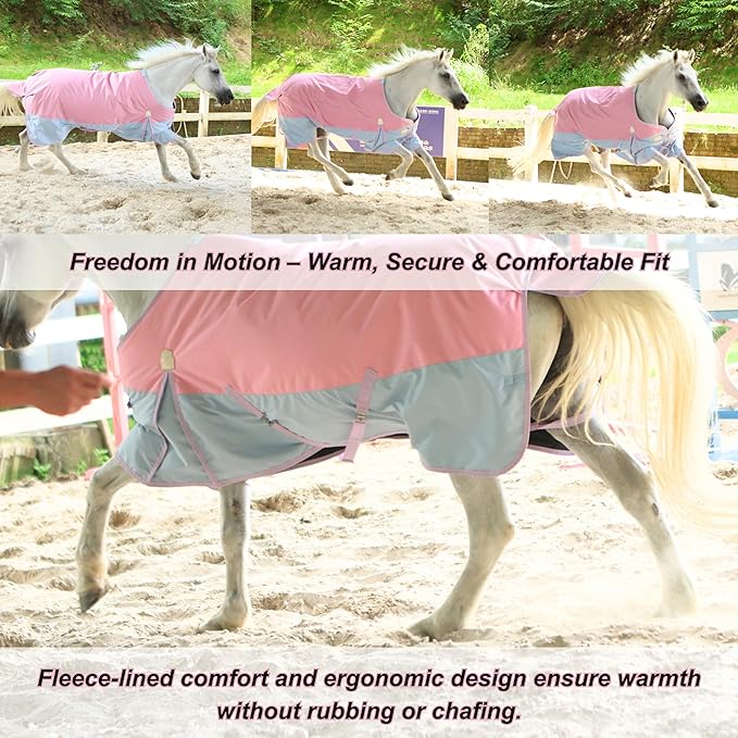 BARN & STABLE 600Denier 3000mm/3000mvp Super Waterproof & Breathable Horse Blankets for Winter with 200g Fill