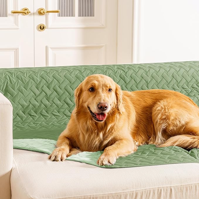 gogobunny 100% Double Sided Waterproof Dog Blanket Soft Pet Bed Cover Reversible Protect Furniture Couch Sofa Car for Puppy Cat Kids (Dark Green/Light Green, 40x50 Inch (Pack of 1))