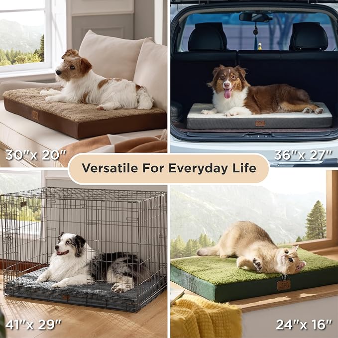 Bedsure Large Dog Bed for Crate - Comfy Flat Pet Beds with Removable Washable Cover, Orthopedic Egg Crate Foam Crate Mat, Suitable for Pet Up to 50 lbs