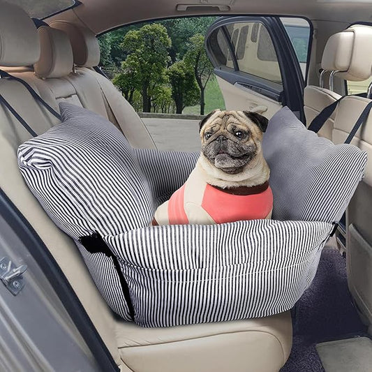 Johnear Dog Car Seat for Medium Dog under 55 lbs Pet Booster Seat Pet Travel Bed with 2 Pockets and Safety Leash, Detachable and Washable Carrier Handbag Bed Dog Back Seat Cushion Couch 30*20.5inches