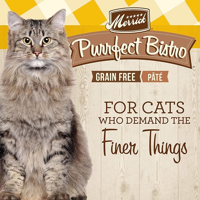 Merrick Purrfect Bistro Grain Free Premium Soft Canned Pate Adult Wet Cat Food, High Protein Chicken Recipe - (Pack of 24) 3 oz. Cans