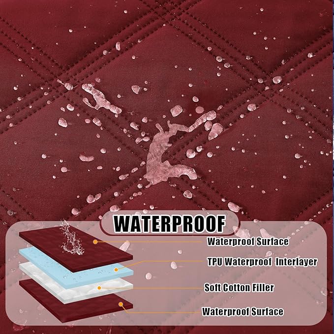 Smiry Waterproof Dog Bed Cover Blanket 52x82, Soft Reversible Pet Blanket, Washable Leakproof Cats Dogs Couch Cover for Sofa, Couch, Furniture, Lattice, Wine Red/Wine Red