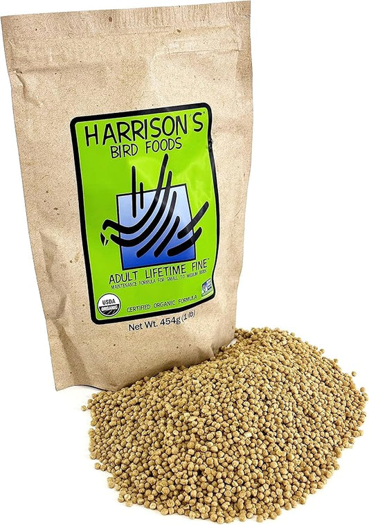 Harrison's Bird Foods Bird Food Adult Lifetime Fine Certified Organic Non-GMO Formula Bird Food 1lb