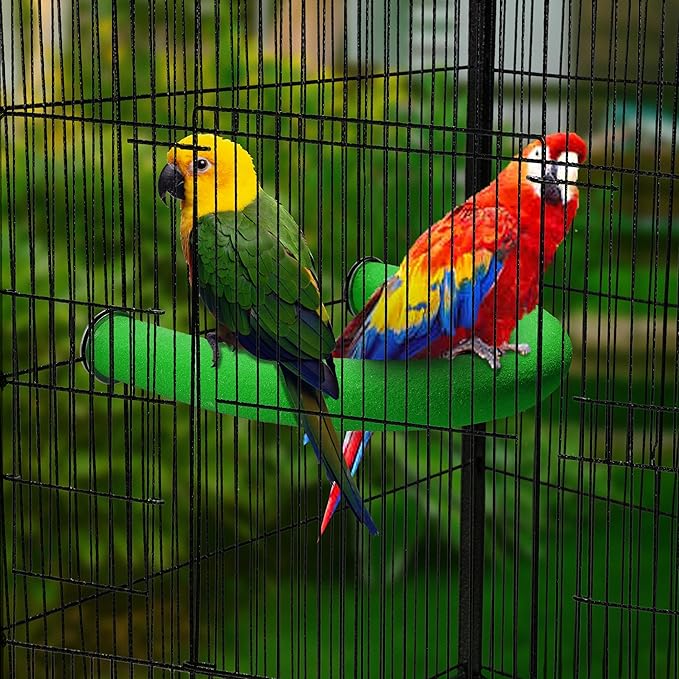 U Shape Parrot Perch Stand Toy Bird Platform Sand Paw Grinding Clean Stick Exercise Conure Budgie Cockatiel Cage Accessories (Green)