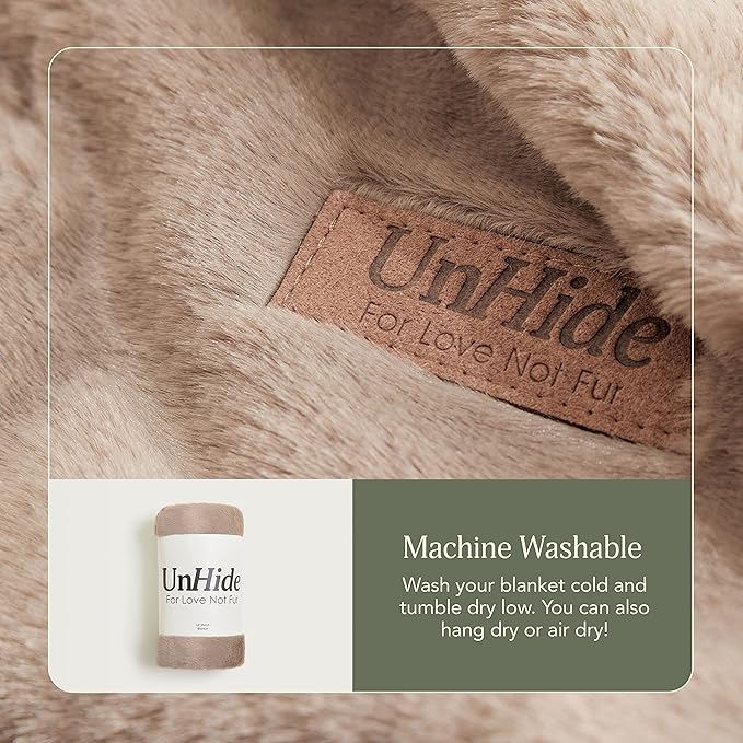 UnHide Lil’ Marsh - Faux Fur Blanket - Durable, Lightweight, Extra Soft Blanket - Machine Washable - Mocha Shar Pei, Medium (60" x 80")