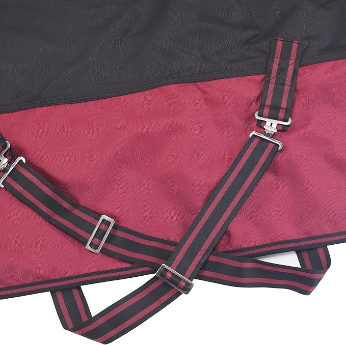 LEAFOREST 1200D Turnout Horse Winter Blanket Waterproof Breathable Snow Proof Heavy Blankets 200g Fill Sheet in The Barn, Stable, Stall, Pasture, Paddock Black Red 81 inches
