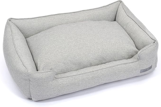 Jax & Bones Dog Bed Lounge - Machine Washable Bed for Dogs - Extra Heavy Duty Bolstered Sides - Medium Grey Dog Mat Beds | 32 x 27 Inches
