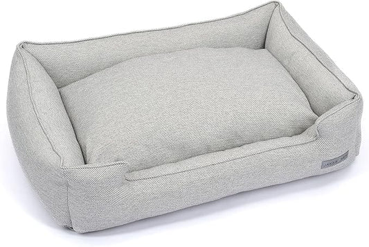Jax & Bones Dog Bed Lounge - Machine Washable Bed for Dogs - Extra Heavy Duty Bolstered Sides - Medium Grey Dog Mat Beds | 32 x 27 Inches