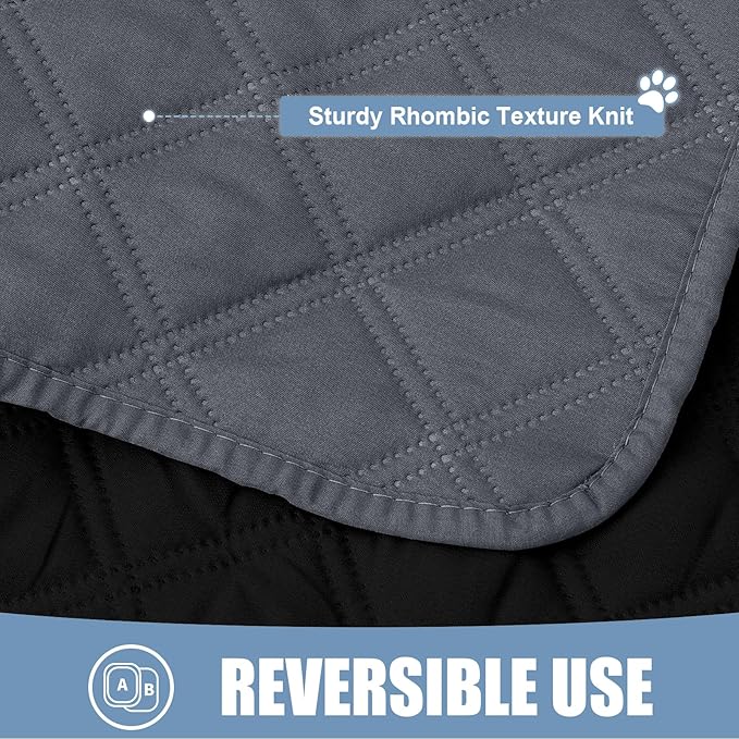 Smiry Waterproof Dog Bed Cover Pet Blanket, Soft Washable Dog Blanket for Furniture Bed Couch Sofa Reversible, Checkered (82"x82", Dark Grey/Black)