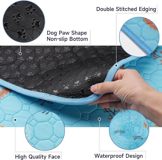 Sunheir Washable Pee Pads for Dogs Extra Large 48" x 60" 2-Pack, Reusable Puppy Pads Pet Training Pads for Dog Playpen Indoor, Waterproof Dog Pee Pads for Puppy Playpen, Whelping Pad - Sky Blue