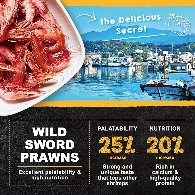 Ultra Fresh Marine Fish Food, 75% Sword Prawns + Squids, Natural Protein, Color Enhancement, for Small Saltwater Fish, Marine Shrimp Patties S 4.56oz