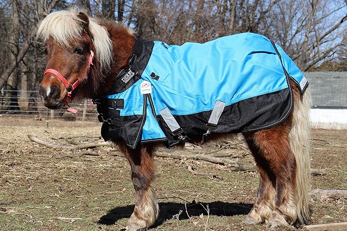 Derby Originals Nordic Tough 1200D Ripstop Waterproof Reflective All Season Mini Horse Pony Turnout Rain Sheet, Electric Blue, 38"